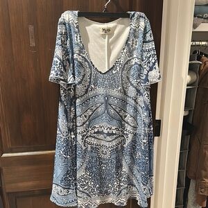 Show Me Your MuMu Blue and White Mini Dress